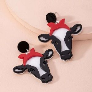 Cow with Bandana Statement Earrings